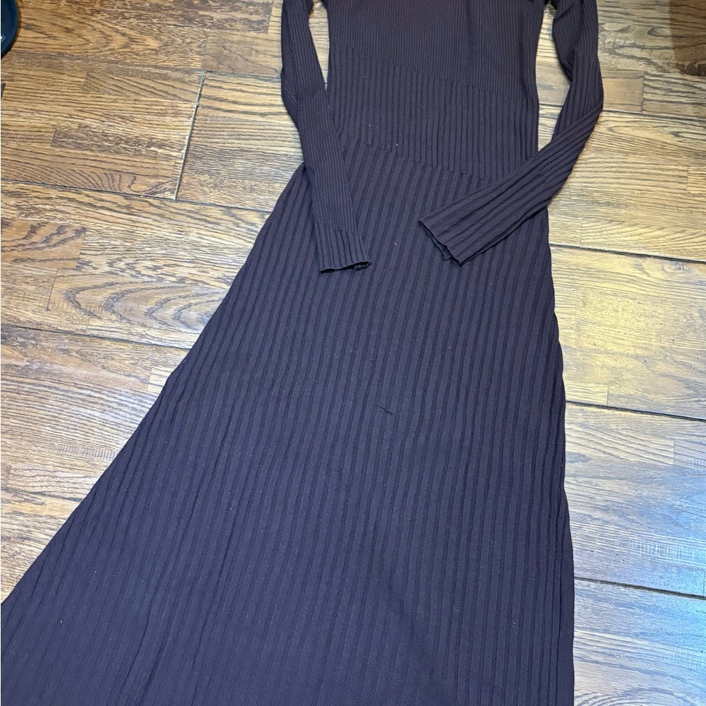 ALC Maroon Ribbed Long Sleeve Mock Neck Sweater Dress